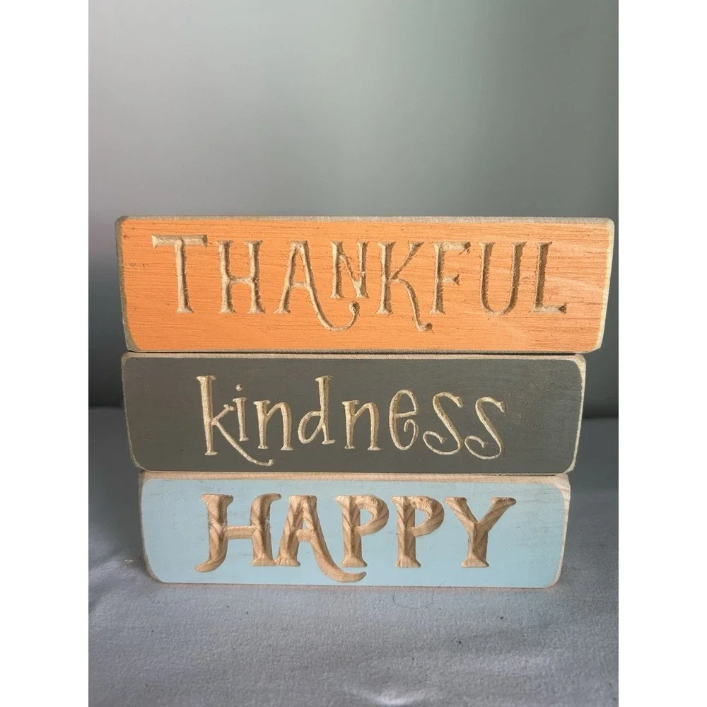 3- Wood Block Inspirational Words Table/Shelf Farmhouse Decor WD8